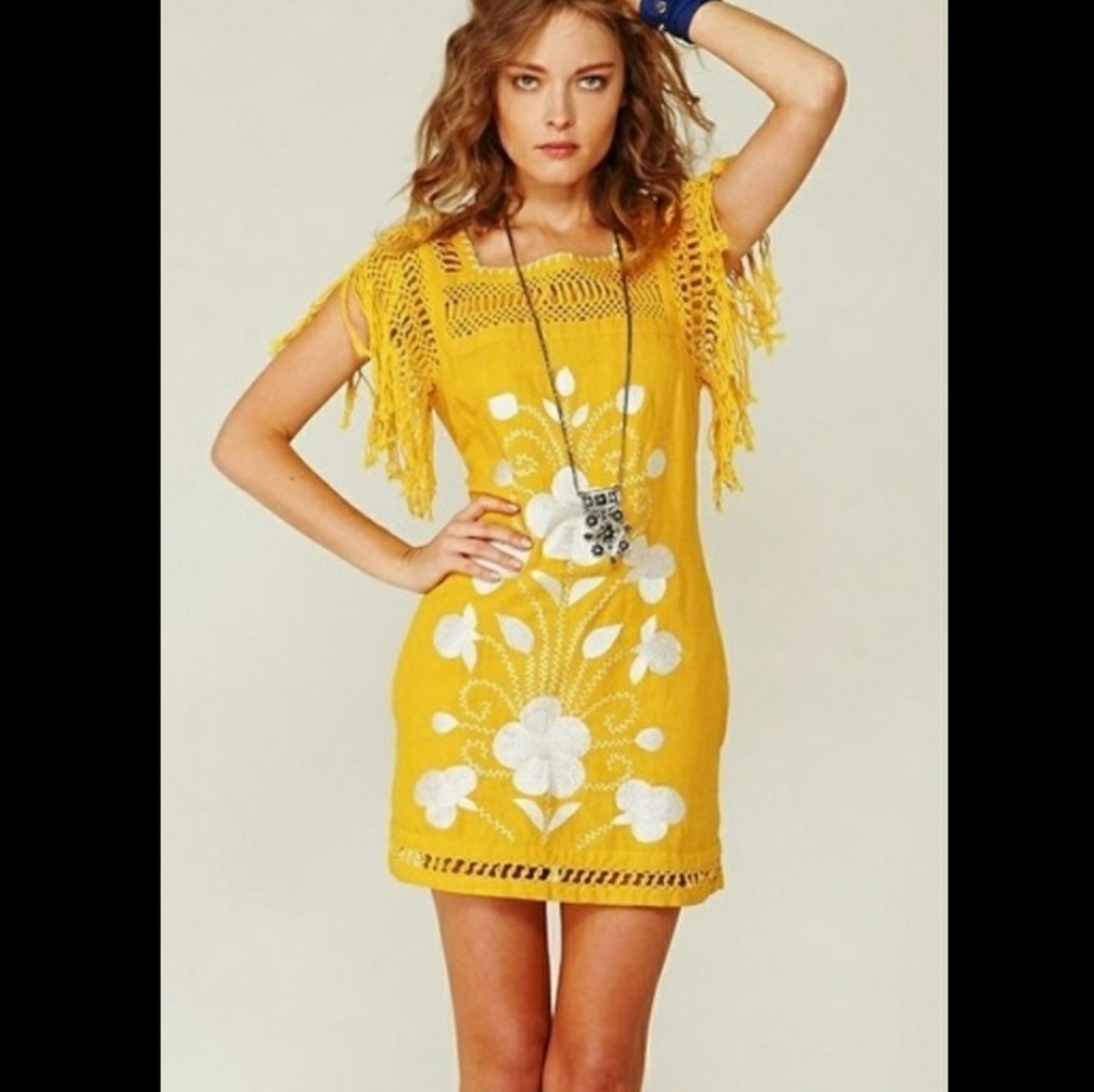 🌻Free People Marigold Fringe Dress